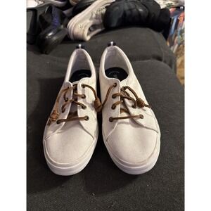 Sperry‎ Women's Pier Wave White Canvas Sneakers Size 9.5